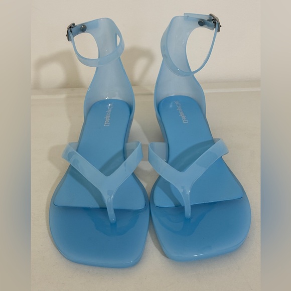 Jeffrey Campbell Blue Gummy-THG Ankle Wrap Kitten Heel Jelly Thong Sandals Sz 10 - Picture 8 of 11